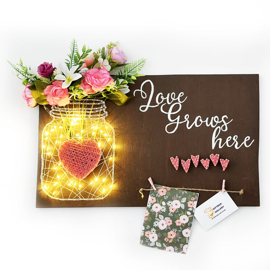 Love Grows Here String Art Photo Hanging
